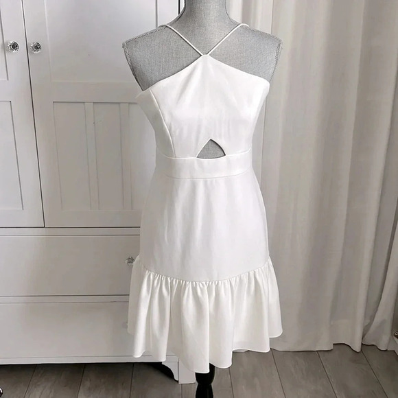 AIDAN NWOT White Ruffle Cutout Dress, Size 8 - Picture 1 of 13
